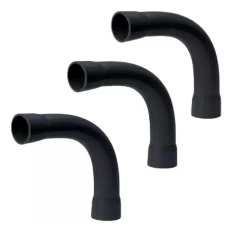 Kit 3 Unidades Curva 90 Com Luva Conduite Eletrotuto 1-2 Preto