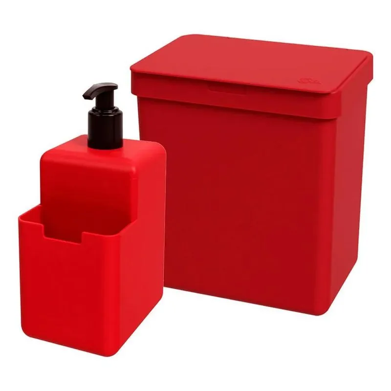 Kit Com Dispenser 500ml E Lixeira De Pia 2,5 L Single Coza C