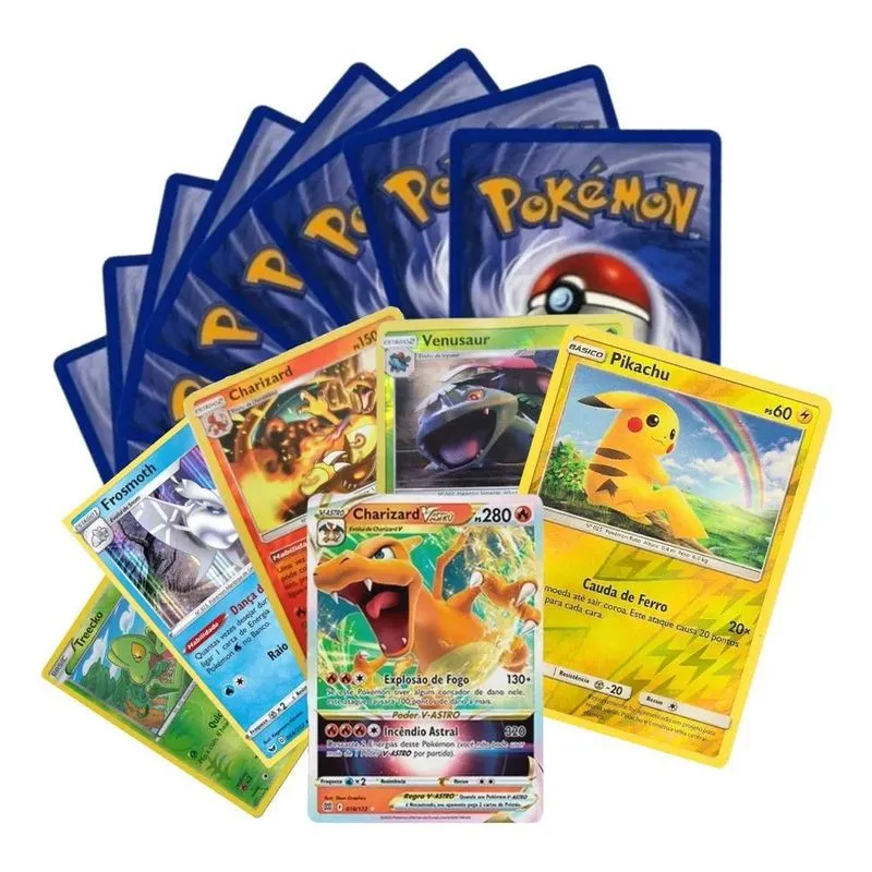 50 Cartas Pokémon + 5 Brilhantes + Carta Ultra Rara
