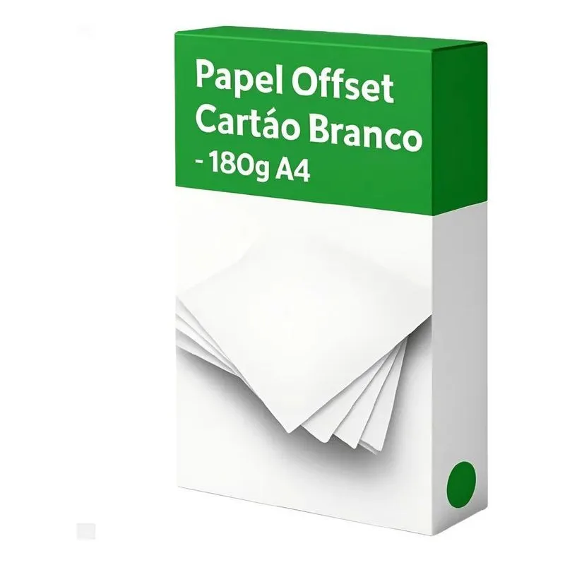 Papel Cartão Branco Offset Grosso A4 180g Fosca 100 Folhas