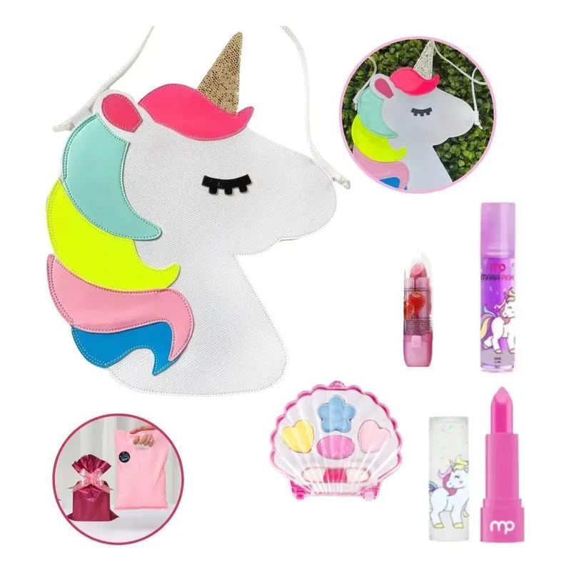 2x Kit Menina Maquiagem Infantil Com Bolsa Unicornio Envio 2