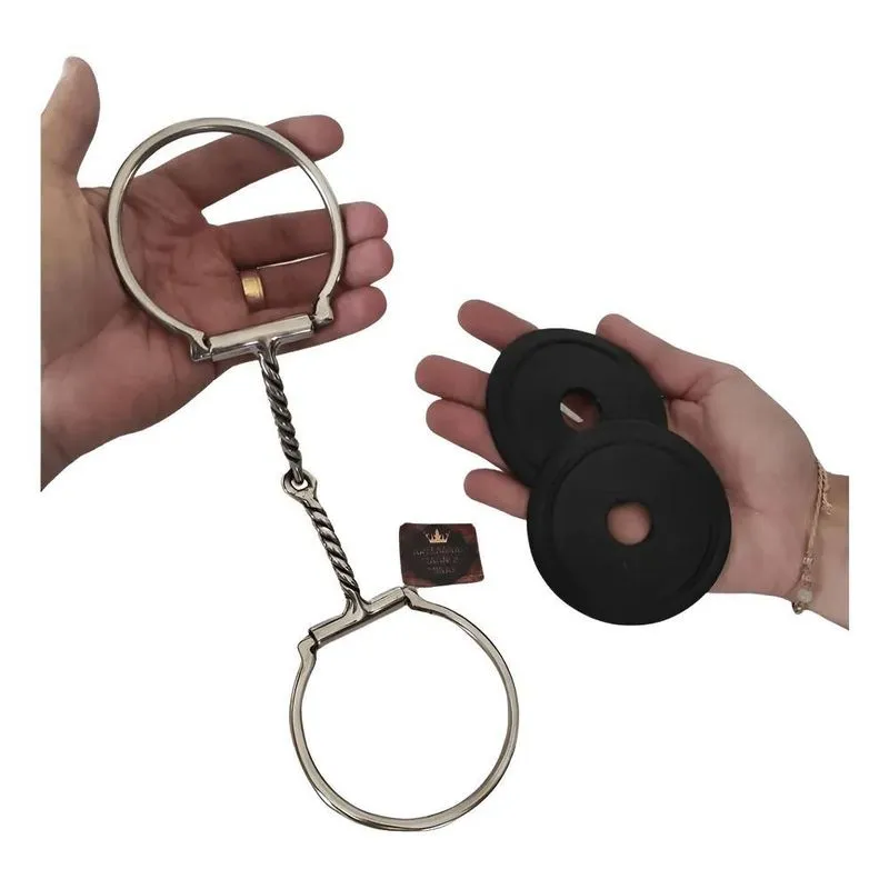 Bridão Argola D Inox Bocal De Ferro Para Cavalo + Brin Torci