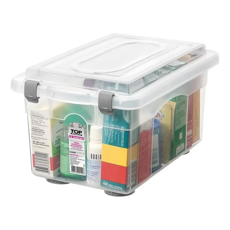 5x Caixa Organizadora Plástica Transparente 4,3l Sanremo Cor