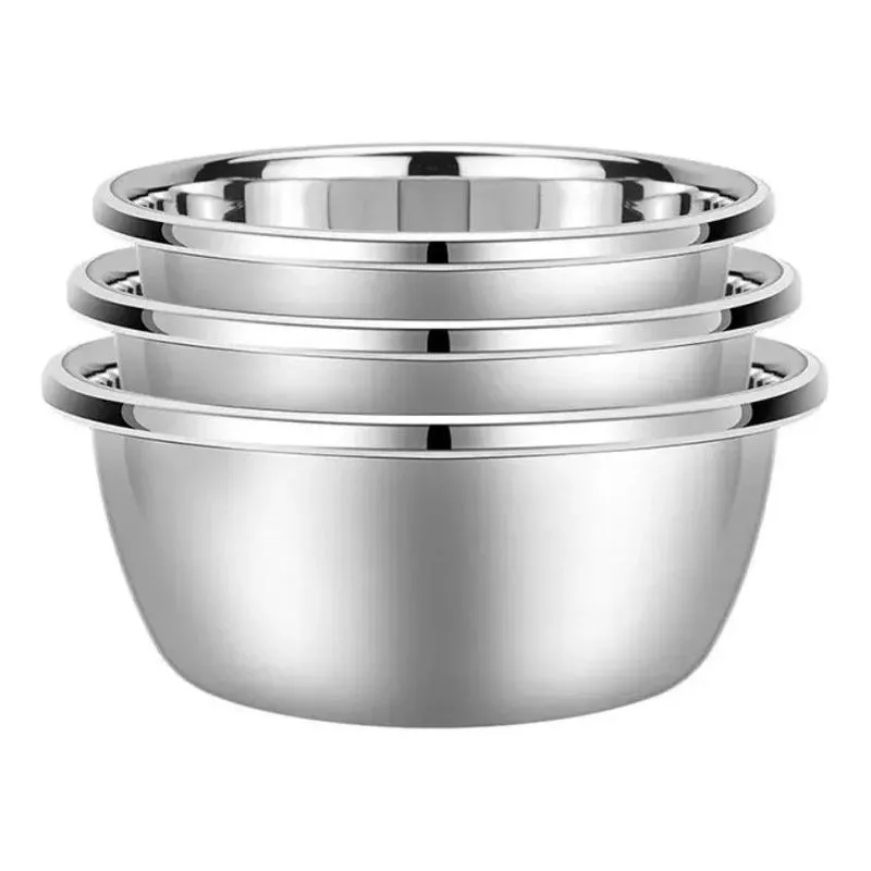 10x Bowl Inox Tigela Conjunto 3 Pçs Vasilha Fundo 22cm Gros