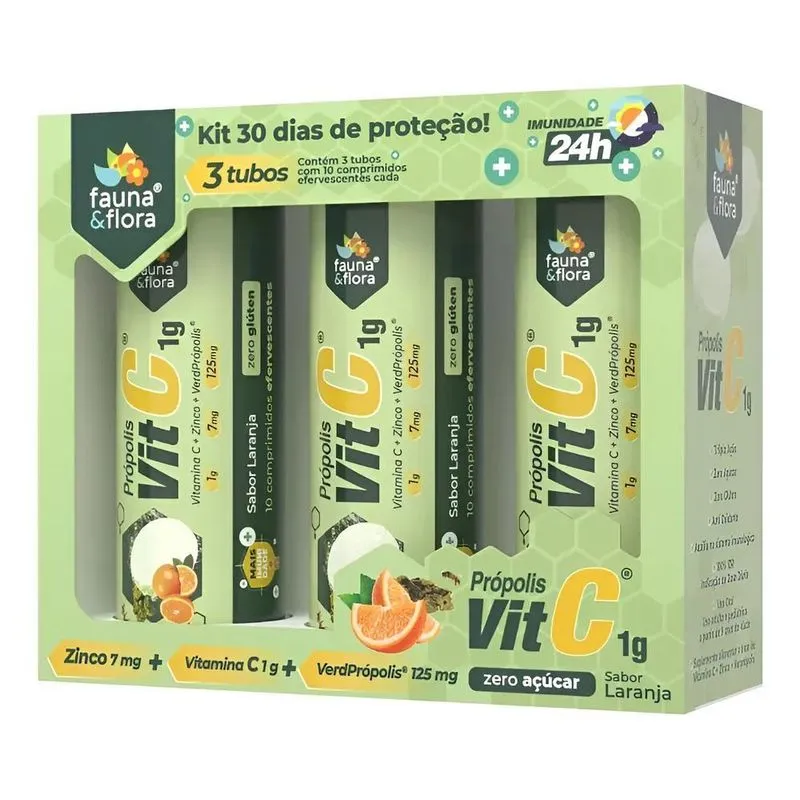 Kit Própolis Vit C E Zinco Zero Açúcar Efervescente Sabor La
