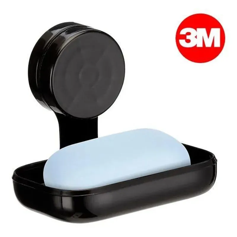 2x Saboneteira De Parede Banheiro 3m Suporte Sem Furo Preto