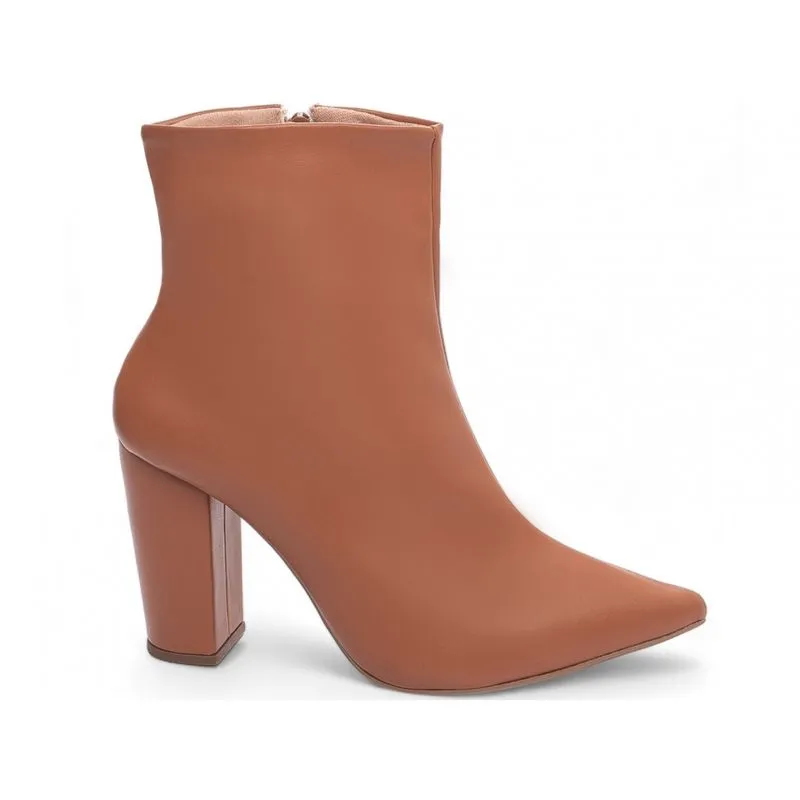 Bota Cano Curto Feminina Salto Alto Grosso Caramelo Torricella