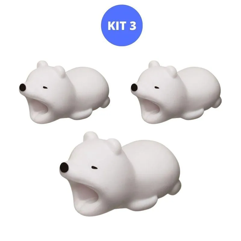 Protetor Cabo Carregador Usb Fio Urso Kit 3 Unidades