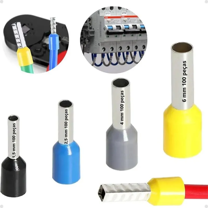3x Kit Terminal Conector Tubular Ilhós 1,5 / 2,5 /4 / 6mm 40