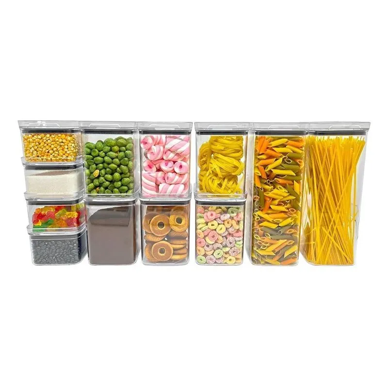 Kit Potes Porta Mantimento Hermético Quadrado Cozinha 12 Uni