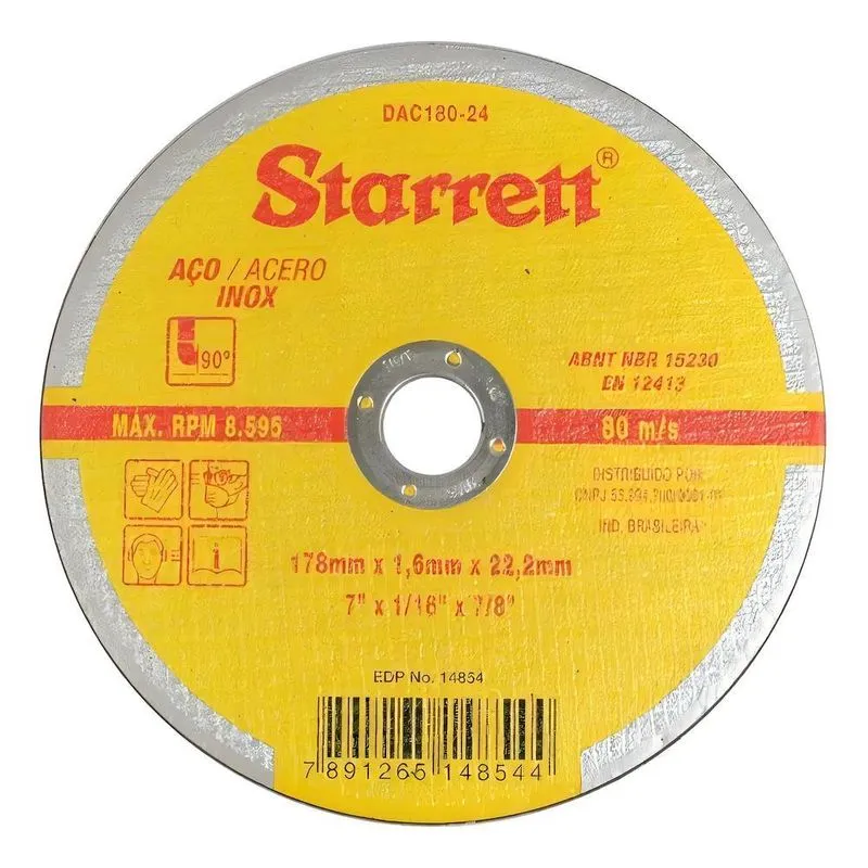 Kit 12 Disco De Corte Starrett Para Metal E Aço Inox 7 Pol