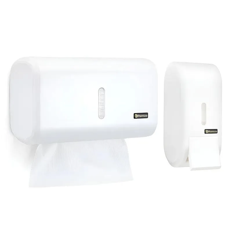 Kit Porta Papel Toalha E Saboneteira Liquido Dispenser Banhe