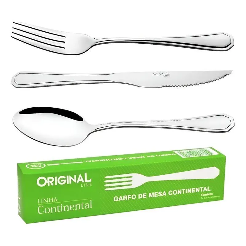 Faqueiro Em Aço Inox 36 Peças Continental 3,0mm De Espessura