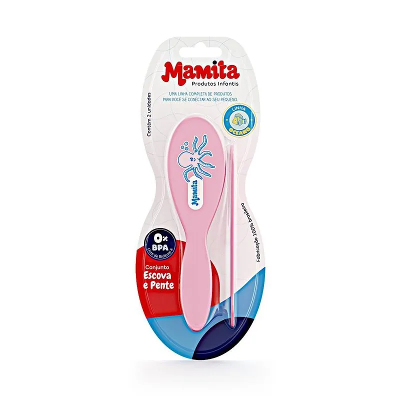 Conjunto Mamita Pente E Escova Para Bebe - Blister
