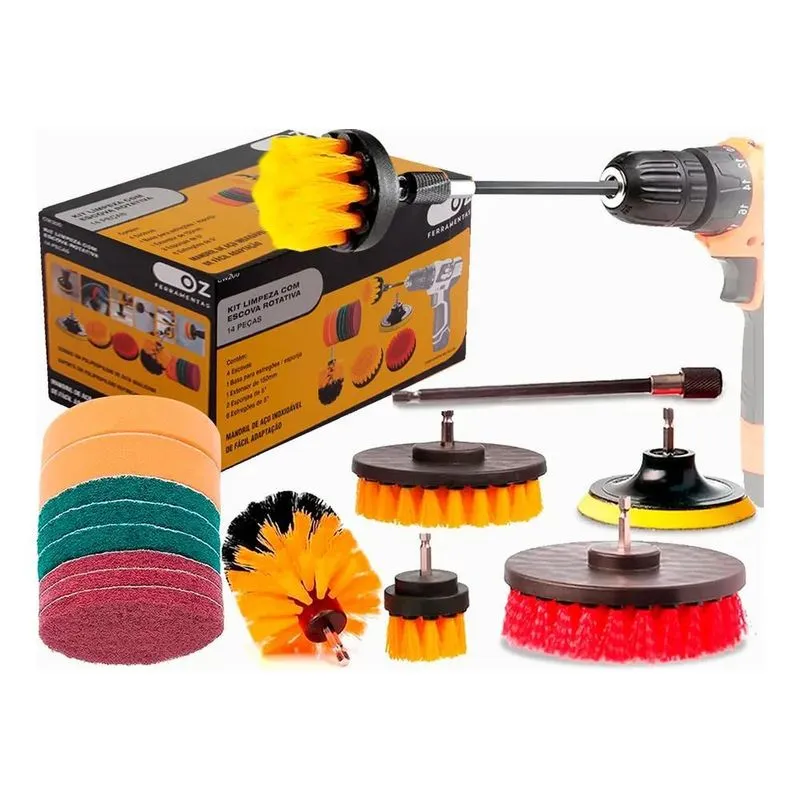 3x Kit 14 Escovas Rotativa Giratoria Limpeza Encaixa Uso Fur