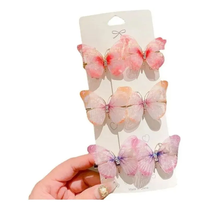 10x Presilhas De Cabelo Infantil Kit 6un Borboletas Lindas