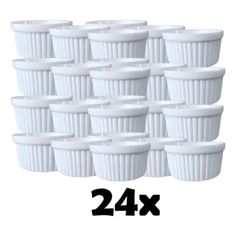 Kit Com 24 Ramekin Porcelana Branca 40ml Hotel Restaurante C