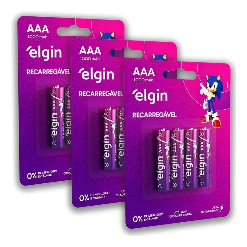 Pilha Recarregável Aaa Elgin Recarregáveis 82171 Cilíndrica