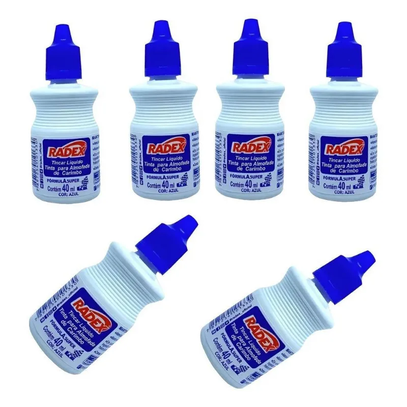 Kit 6tinta P Carimbo Alto Rendimento E Tinta Para Carimbo Az