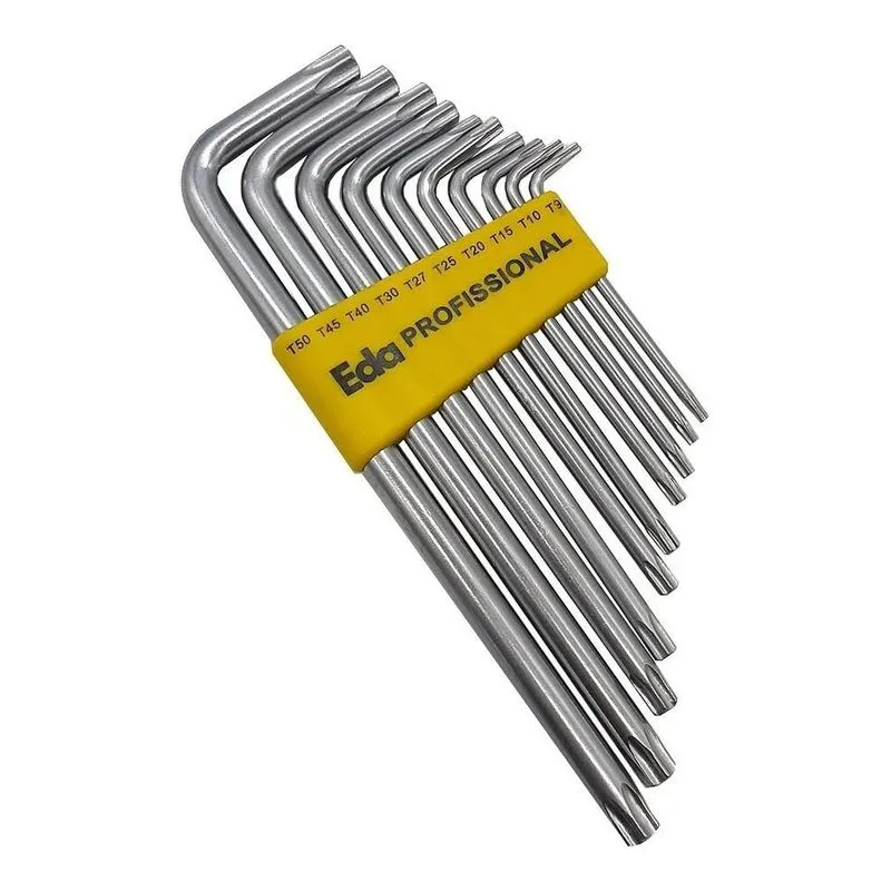 3x Kit 10 Peças Chave L Torx Torque Estrela Com Furo No Meio
