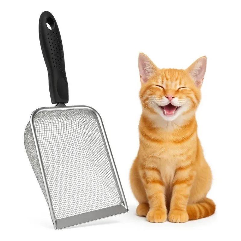 2x Pá Higiênica Para Areia De Gato Aço Inox Lavável, Resiste