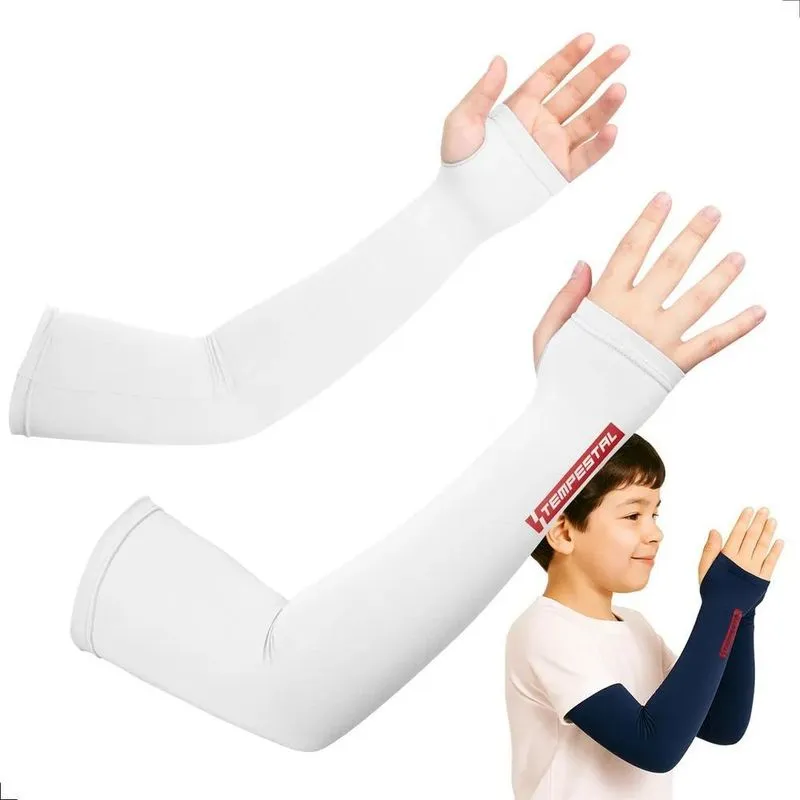 Manguito Infantil Uv50+ Gamer Volei Sol Esportes Temp Branco
