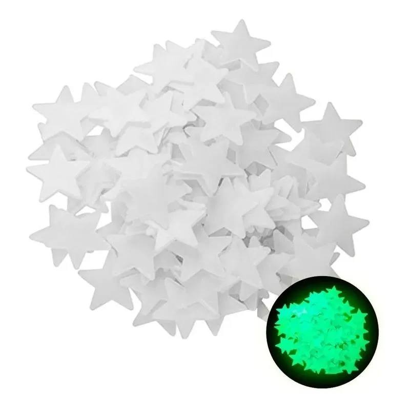 100 Estrelas Fluorescentes Neon Brilha Escuro Teto Brancas