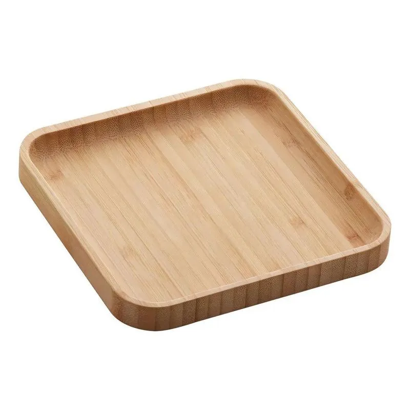 5x Bandeja De Bambu Square 17x17x1,5cm