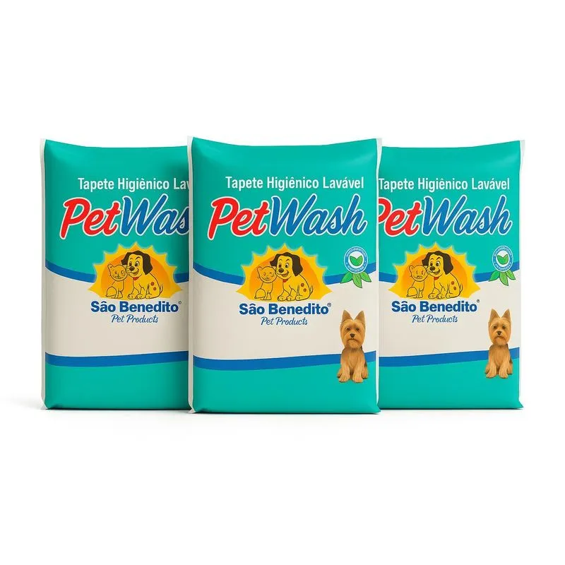 Tapete Lavável Petwash 60x50cm Kit 3 Unid Para Pets