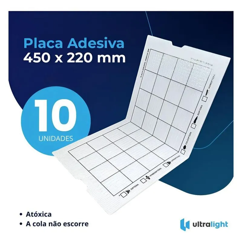 10 Pçs - Placa Adesiva Refil 450x220 Mm Mata Mosca Mosquito