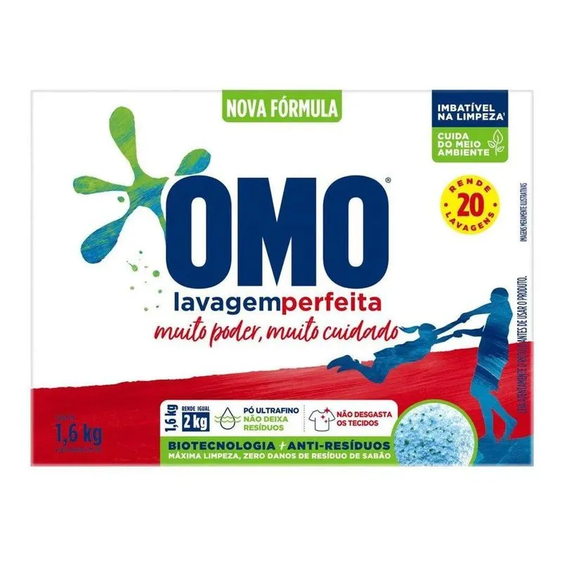 5x Omo Lavagem Perfeita Sabão Em Pó Caixa 1.6kg