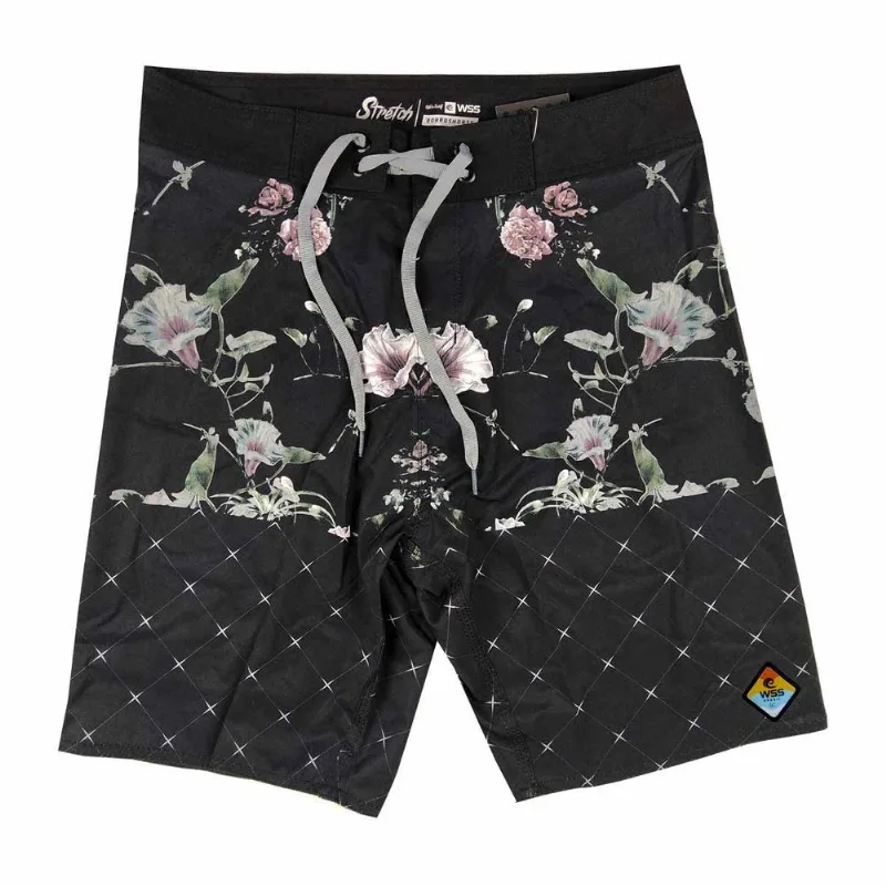 Bermuda Praia Elastano Diamond Colors WSS Flowers Black GG / Preto
