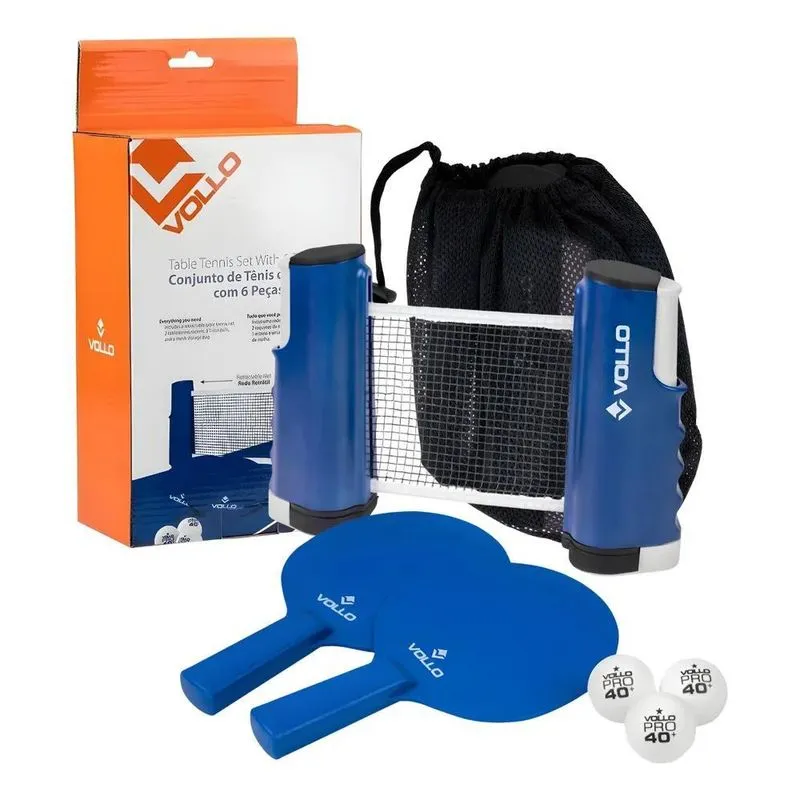 3x Kit Tênis De Mesa Ping Pong Vollo Pro Rede Retrátil +3 Bo