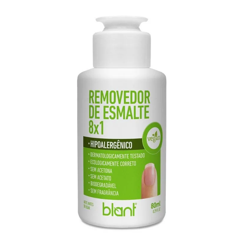 Removedor De Esmaltes Vegano Sem Acetona Blant 8x1 80ml