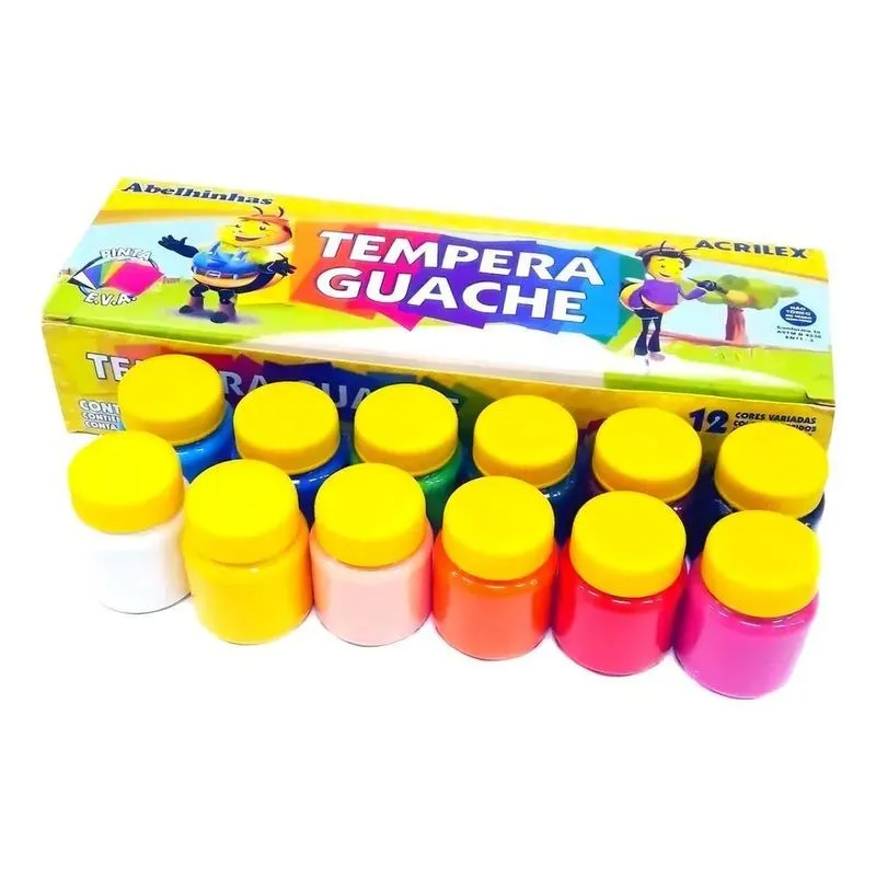 3x Tinta Guache 12 Cores 15ml Acrilex