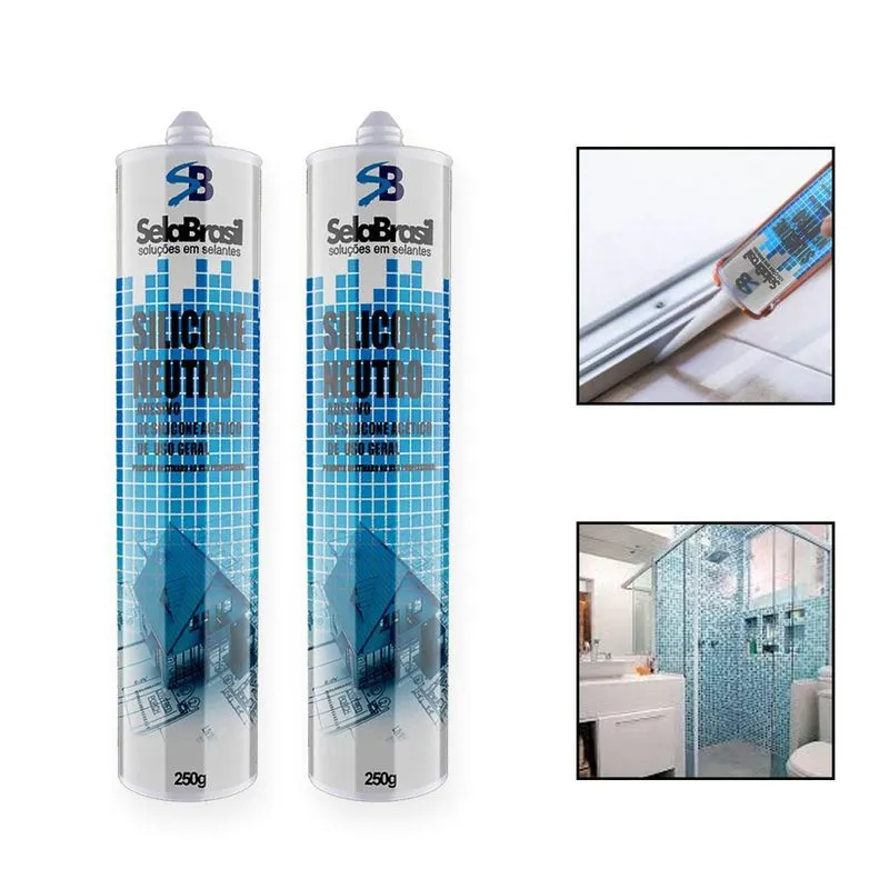Kit 2 Silicone Neutro Incolor Transparente Tubo Uso Geral