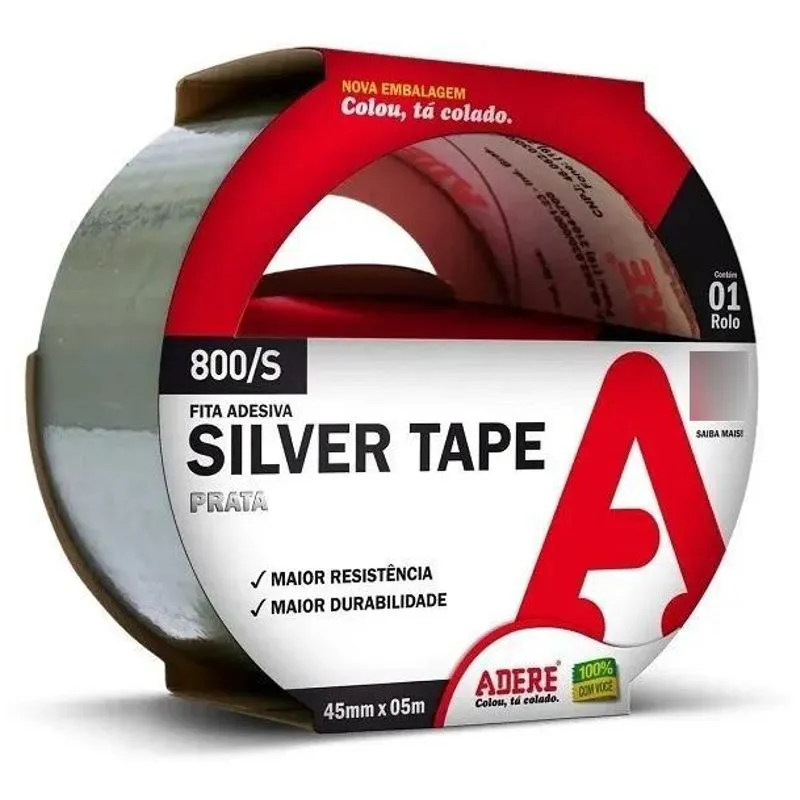 3x Fita Adesiva Silver Tape Prata 45mm X 5m Adere Cor Cinza-