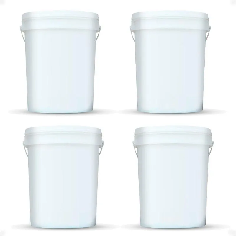 Kit 4 Balde 22l Plástico Natural Alimentício Tampa E Alça