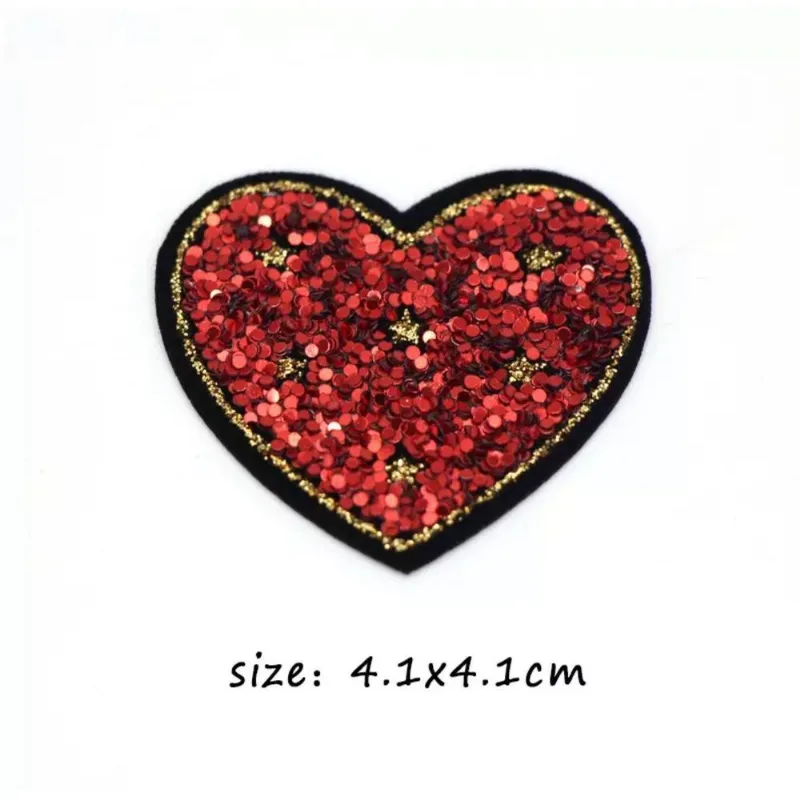 Aplique Patch Coração 10 Peças 4,1 X 4,1cm Brilho