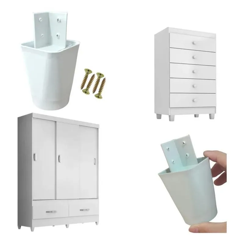 Kit 8 Pes Para Moveis E Pe Para Guarda Roupa 7cm+ Parafusos