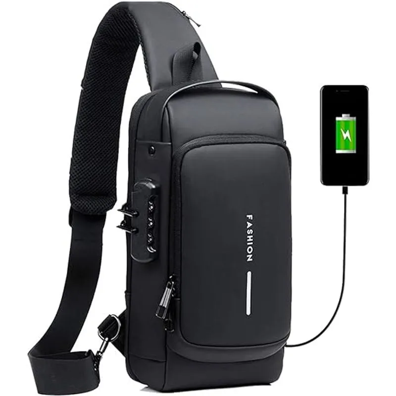 Pochete Masculina Bag Transversal Shoulder Bolsa Unissex Com Cadeado À Prova D'água