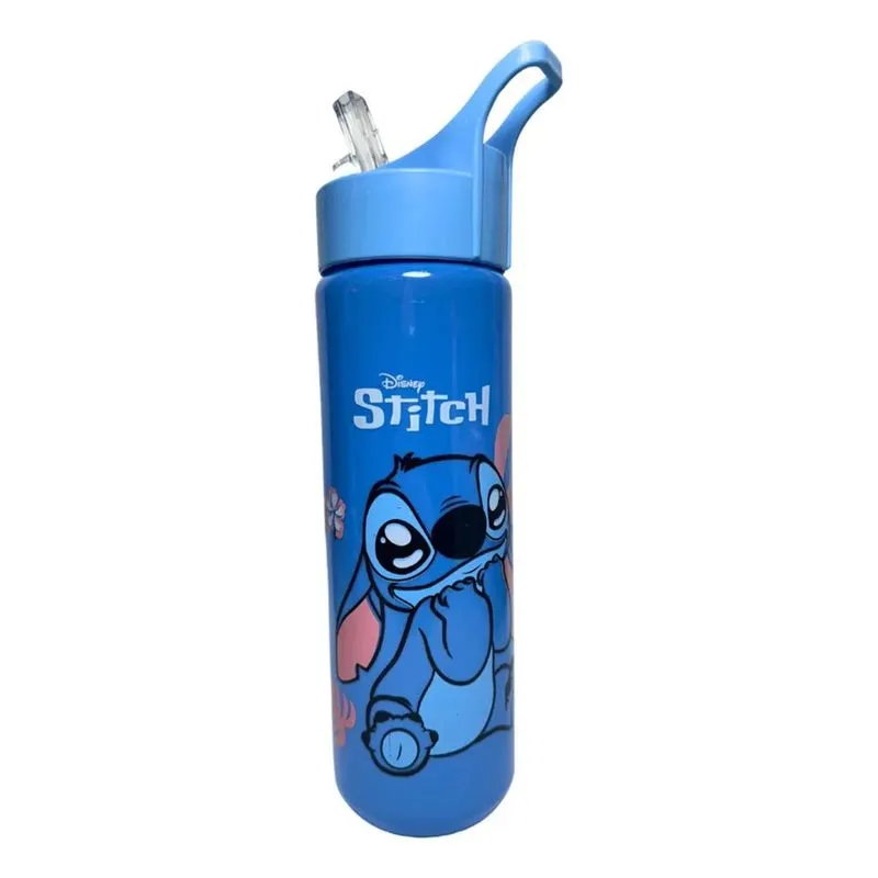 3x Garrafa Stitch Disney Com Canudo Capacidade 700ml Vbs Bra