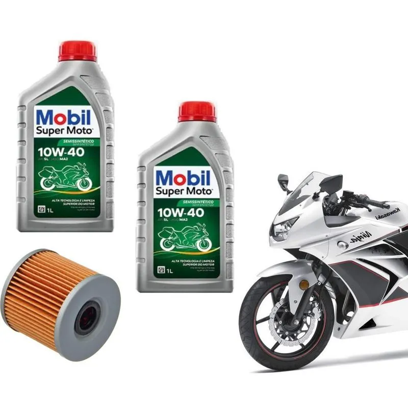 Kit 2 Óleo Mobil 10w40+filtro De Óleo Kawasaki Ninja 250