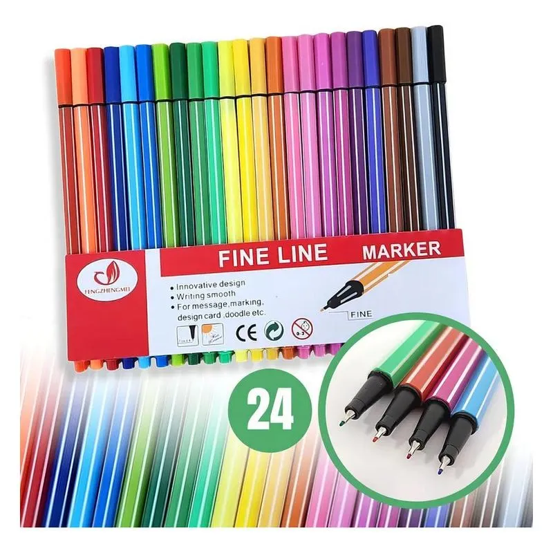 3x Kit Caneta Fine Line Cores Ponta Fina 0.4mm Cor Da Ti Tin