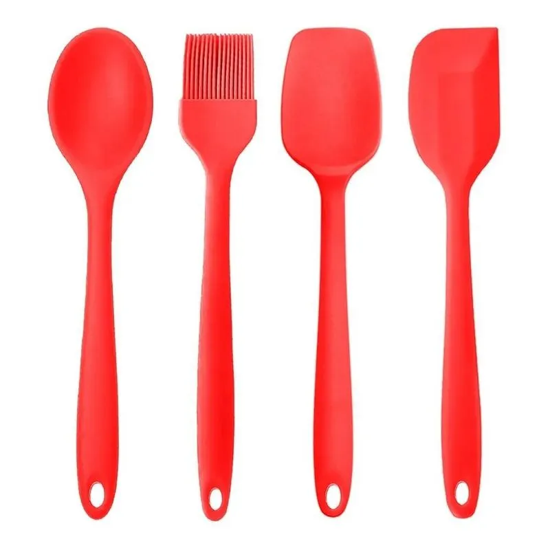 Kit Utensílios De Silicone Maciço Colher Espátula Flexível