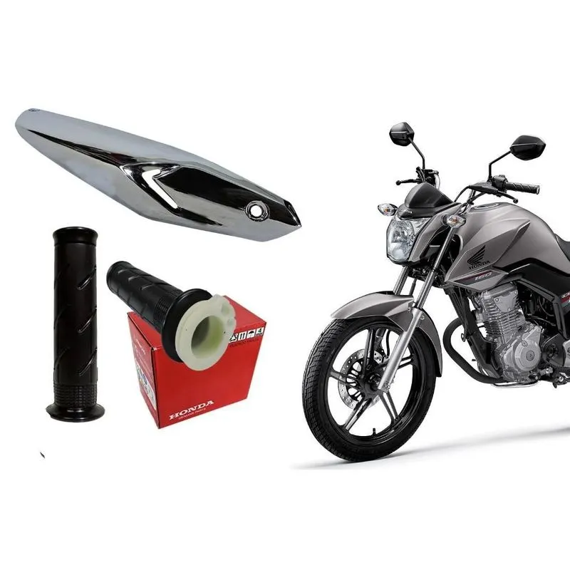 Par Manopla Original Honda + Protetor Escape Fan Titan 160