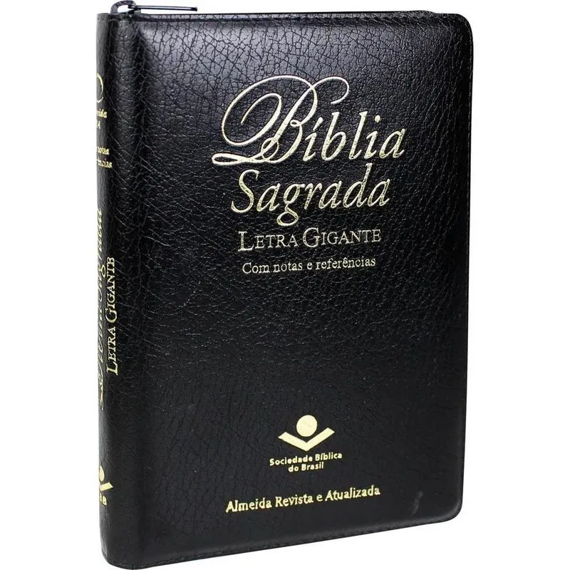 3x Bíblia Sagrada Letra Gigante Com Índice E Zíper - Couro S