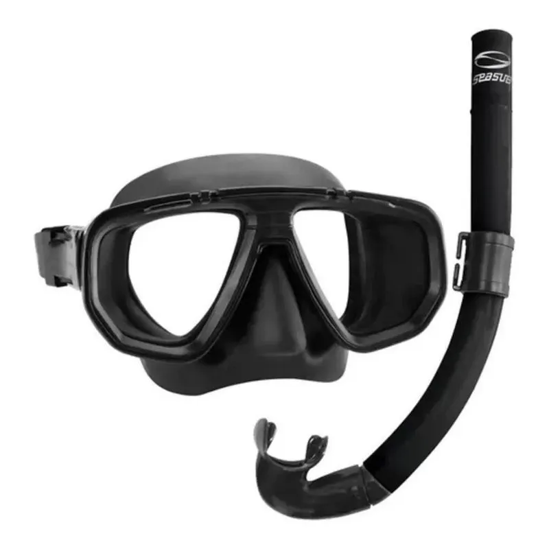 Kit Mergulho Dua Mascara Preta Snorkel Pesca Sub Seasub