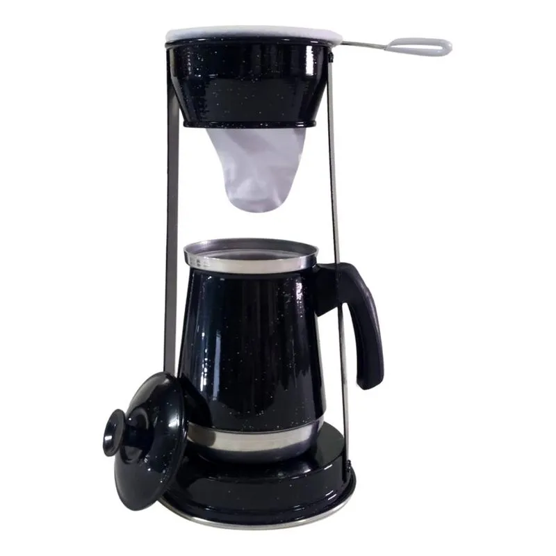 Suporte Coador De Café Bule Preto Pintinha Em Alumínio