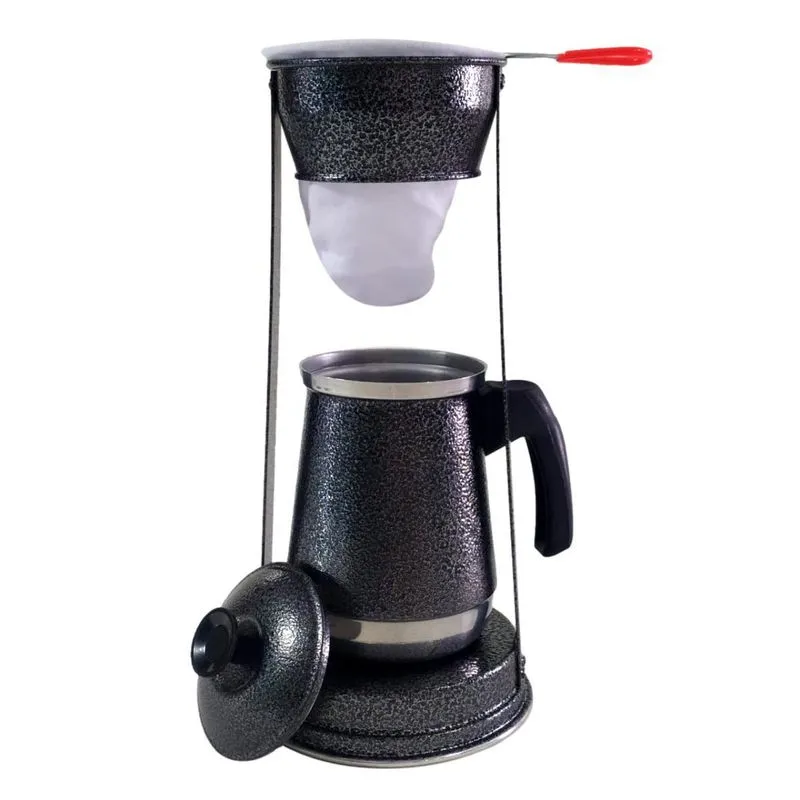 Suporte Coador De Café Bule Preto Craqueado Em Alumínio